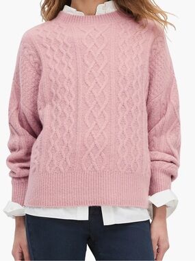 Favorite Daughter Oversize Merino Wool & Cashmere Cable Knit Sweater Pink L NWT
